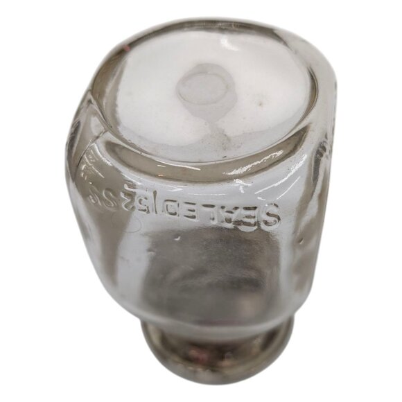 Vtg Half Pint Coin Bank Bower Manufacturing Co Goshen Glass Jar with Metal Lid - Picture 12 of 13